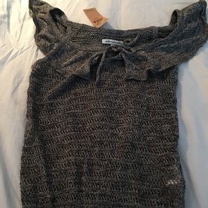 Grey knit summer sleeveless sweater top XS